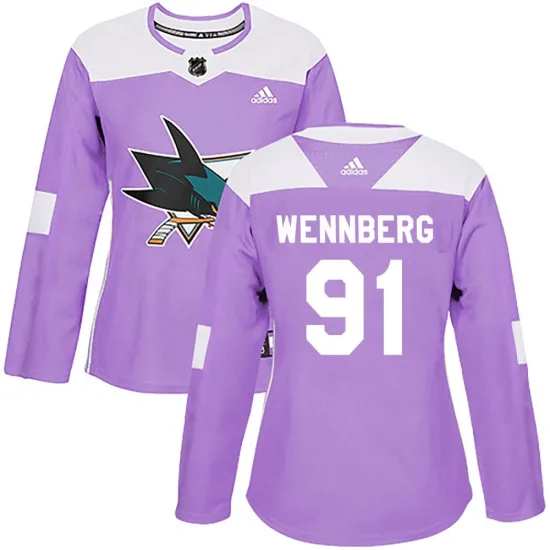 Adidas Alex Wennberg San Jose Sharks Women's Authentic Hockey Fights Cancer Jersey - Purple