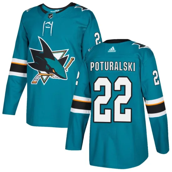 Adidas Andrew Poturalski San Jose Sharks Authentic Home Jersey - Teal