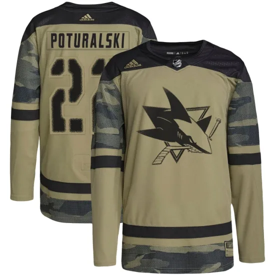 Adidas Andrew Poturalski San Jose Sharks Authentic Military Appreciation Practice Jersey - Camo