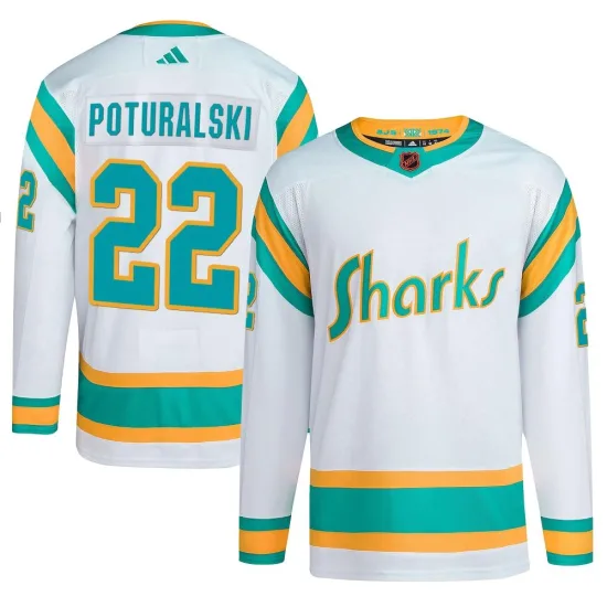 Adidas Andrew Poturalski San Jose Sharks Authentic Reverse Retro 2.0 Jersey - White