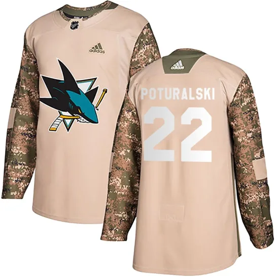 Adidas Andrew Poturalski San Jose Sharks Authentic Veterans Day Practice Jersey - Camo