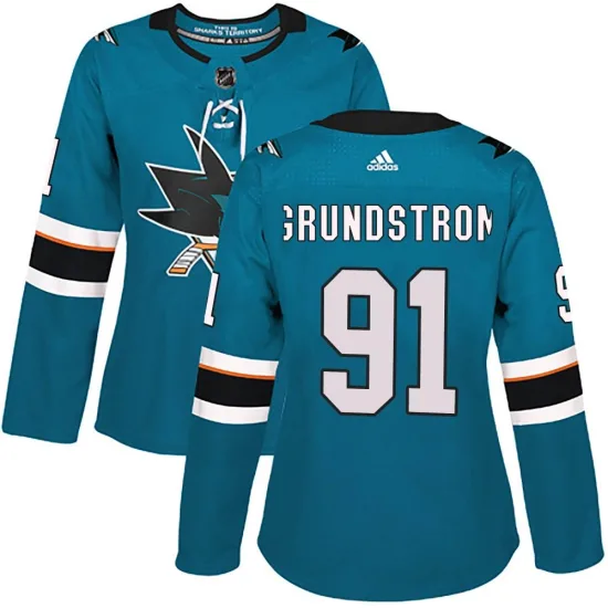 Adidas Carl Grundstrom San Jose Sharks Women's Authentic Home Jersey - Teal