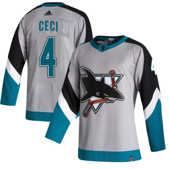 Adidas Cody Ceci San Jose Sharks Authentic 2020/21 Reverse Retro Jersey - Gray