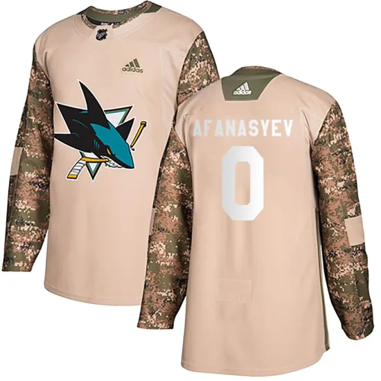 Adidas Egor Afanasyev San Jose Sharks Authentic Veterans Day Practice Jersey - Camo