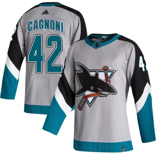 Adidas Luca Cagnoni San Jose Sharks Authentic 2020/21 Reverse Retro Jersey - Gray