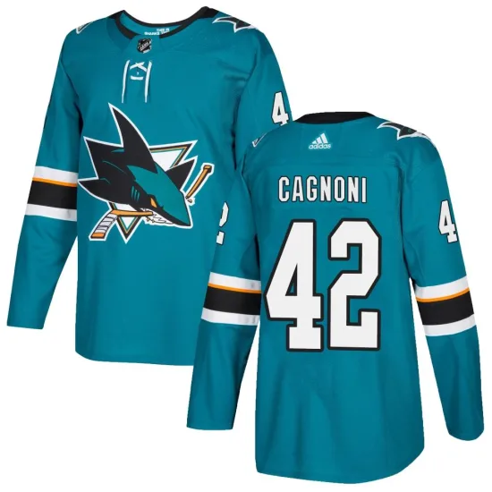 Adidas Luca Cagnoni San Jose Sharks Authentic Home Jersey - Teal