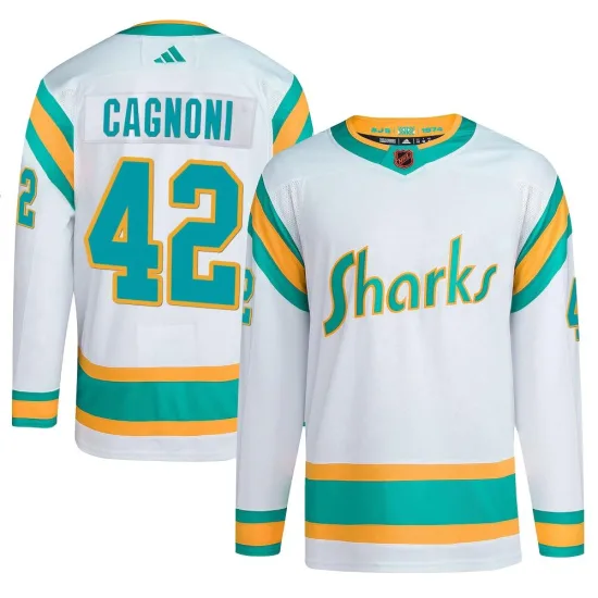 Adidas Luca Cagnoni San Jose Sharks Authentic Reverse Retro 2.0 Jersey - White