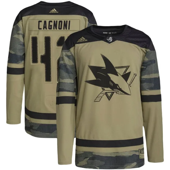 Adidas Luca Cagnoni San Jose Sharks Youth Authentic Military Appreciation Practice Jersey - Camo