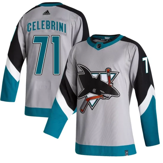 Adidas Macklin Celebrini San Jose Sharks Authentic 2020/21 Reverse Retro Jersey - Gray