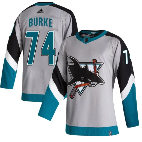 Adidas Nolan Burke San Jose Sharks Authentic 2020/21 Reverse Retro Jersey - Gray