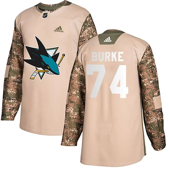 Adidas Nolan Burke San Jose Sharks Authentic Veterans Day Practice Jersey - Camo