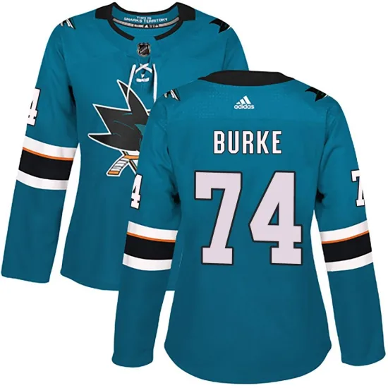 Adidas Nolan Burke San Jose Sharks Women's Authentic Home Jersey - Teal