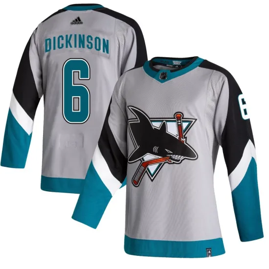 Adidas Sam Dickinson San Jose Sharks Authentic 2020/21 Reverse Retro Jersey - Gray