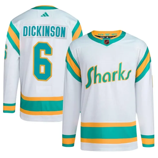 Adidas Sam Dickinson San Jose Sharks Authentic Reverse Retro 2.0 Jersey - White