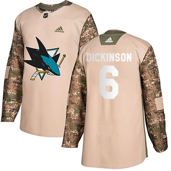 Adidas Sam Dickinson San Jose Sharks Authentic Veterans Day Practice Jersey - Camo