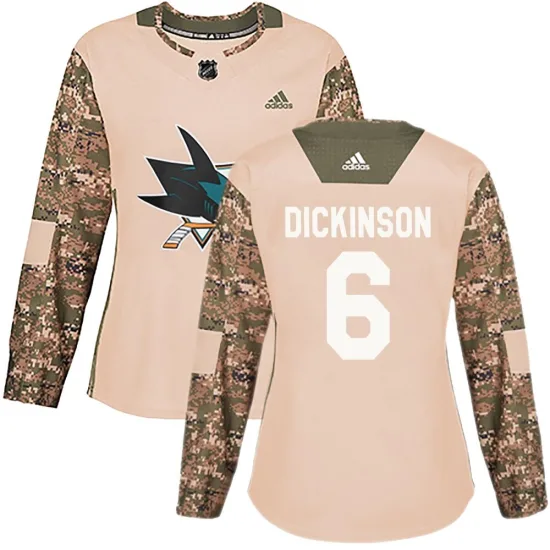 Adidas Sam Dickinson San Jose Sharks Women's Authentic Veterans Day Practice Jersey - Camo