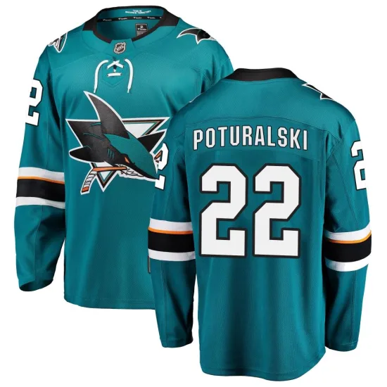 Fanatics Branded Andrew Poturalski San Jose Sharks Breakaway Home Jersey - Teal