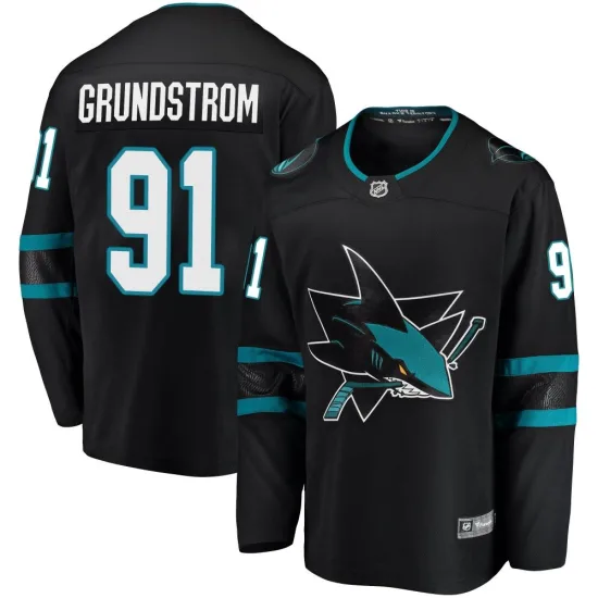 Fanatics Branded Carl Grundstrom San Jose Sharks Breakaway Alternate Jersey - Black