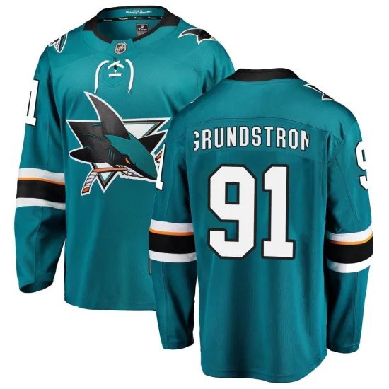 Fanatics Branded Carl Grundstrom San Jose Sharks Breakaway Home Jersey - Teal