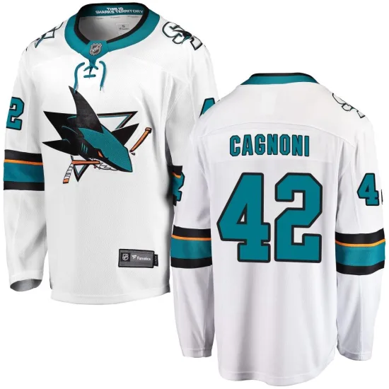 Fanatics Branded Luca Cagnoni San Jose Sharks Breakaway Away Jersey - White