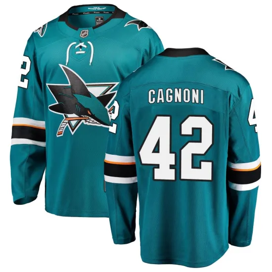 Fanatics Branded Luca Cagnoni San Jose Sharks Breakaway Home Jersey - Teal