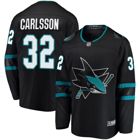 Fanatics Branded Lucas Carlsson San Jose Sharks Breakaway Alternate Jersey - Black