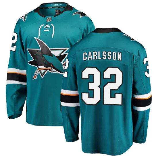 Fanatics Branded Lucas Carlsson San Jose Sharks Breakaway Home Jersey - Teal