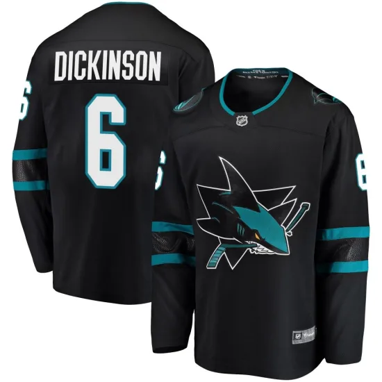 Fanatics Branded Sam Dickinson San Jose Sharks Breakaway Alternate Jersey - Black