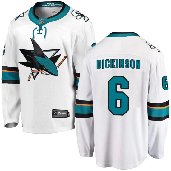 Fanatics Branded Sam Dickinson San Jose Sharks Breakaway Away Jersey - White